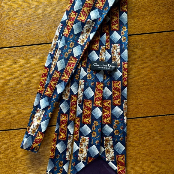 Christian Dior Rare Vintage Tie with ornaments-100% Silk, Made in 80s - Picture 2 of 6
